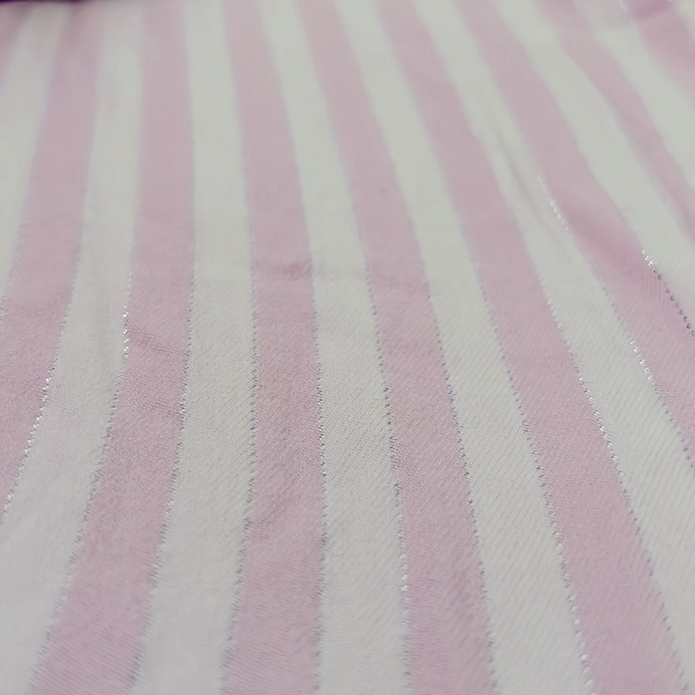 Victorias Secret XL Pajama Lounge Pants Pink & White Striped w/ Silver Thread - Picture 2 of 8
